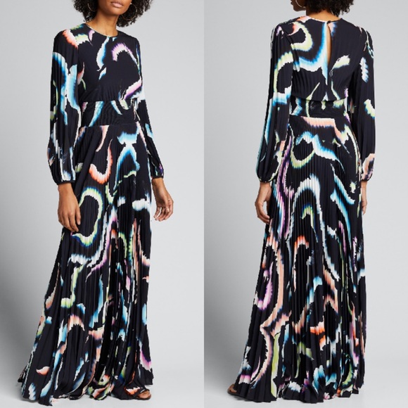 A.L.C Leah Pleated Maxi Dress Midnight Multi in 6 - Picture 6 of 12
